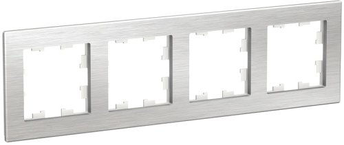 Рамка универсальная Systeme Electric AtlasDesign Nature 4-м. металл серебро картинка